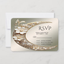 Decorative Crescent Moon Frame RSVP Card