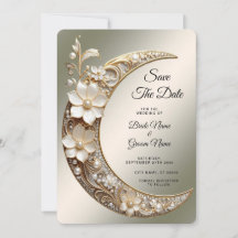 Decorative Crescent Moon Frame Save The Date
