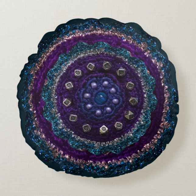 Decorative Crochet Look Round Cushion (Front)