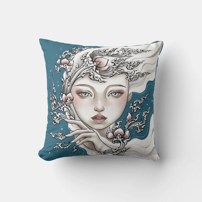 Decorative cushion Goddess of the blue lotus (Front)