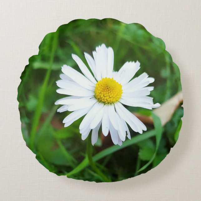 Decorative cushion round, Marguerite pattern (Front)