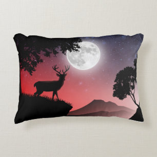 Decorative Cushions The Deer Under the Red Moon