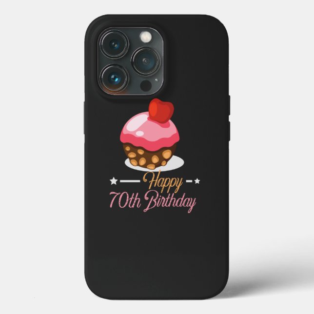 Decorative Cute 70th birthday chocolate cake Case-Mate iPhone Case (Back)