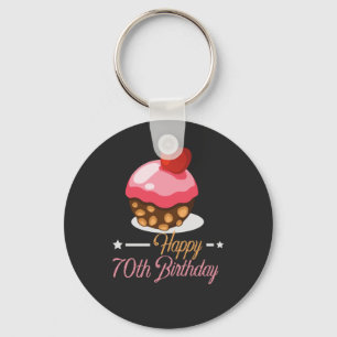 Decorative Cute 70th birthday chocolate cake Key Ring