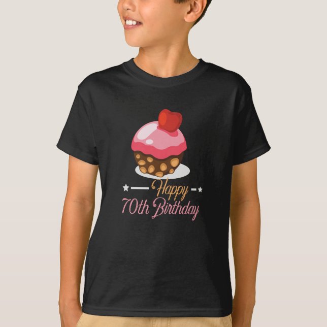 Decorative Cute 70th birthday chocolate cake T-Shirt (Front)