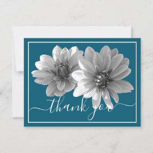 Decorative Dahlia Blue Background Thank You Postcard