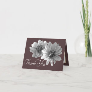 Decorative Dahlias Brown Background Thank You Card