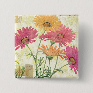 Decorative Daisies 15 Cm Square Badge