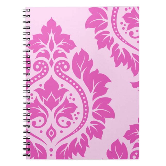 Decorative Damask Art I – Dark on Light Pink Spiral Notebook (Front)