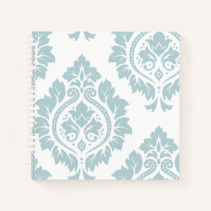 Decorative Damask Art I Duck Egg Blue on White Notebook