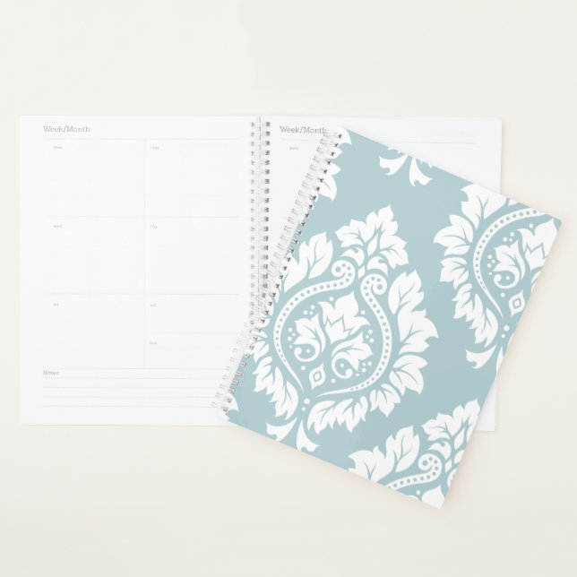 Decorative Damask Art I White on Duck Egg Blue Planner (Display)