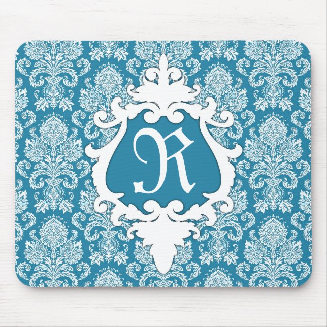 Decorative Damask Monogram Mousepad (Front)