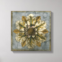 Decorative Demask Rosette on Grey Background