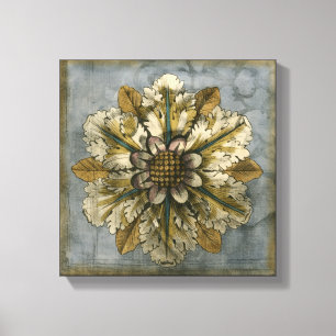 Decorative Demask Rosette on Grey Background Canvas Print
