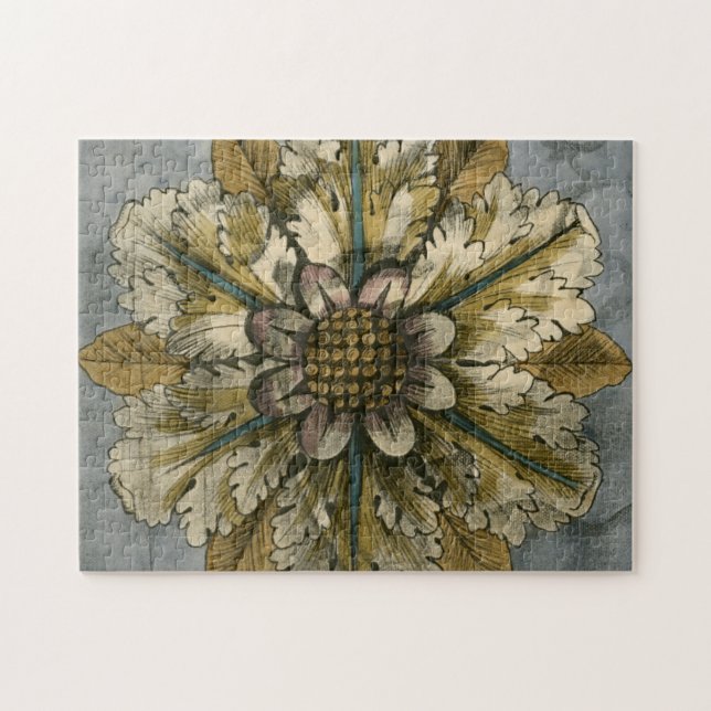Decorative Demask Rosette on Grey Background Jigsaw Puzzle (Horizontal)