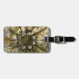 Decorative Demask Rosette on Grey Background Luggage Tag