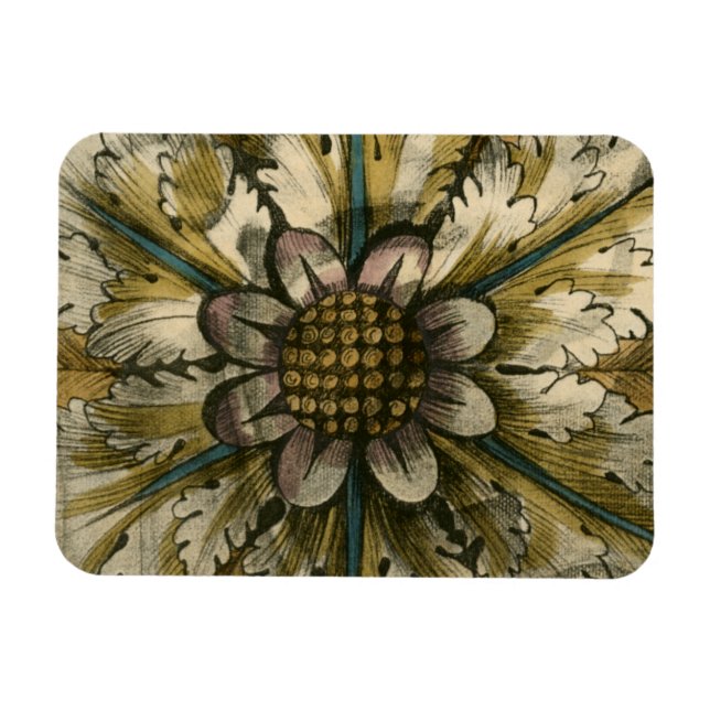 Decorative Demask Rosette on Grey Background Magnet (Horizontal)