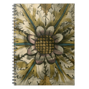 Decorative Demask Rosette on Grey Background Notebook