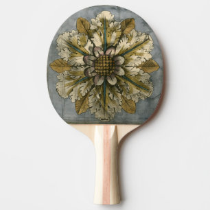 Decorative Demask Rosette on Grey Background Ping Pong Paddle