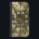 Decorative Demask Rosette on Grey Background Samsung S4 Wallet Case<br><div class="desc">Jennifer Goldberger produced this decorative damask featuring a beautiful rosette over a grey background. A damask is a woven pattern that can be made of silk,  wool,  linen,  or other fabrics that was invented during the Byzantine empire. Purchase this print to show your friends your love of ancient culture!</div>