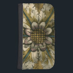 Decorative Demask Rosette on Grey Background Samsung S4 Wallet Case<br><div class="desc">Jennifer Goldberger produced this decorative damask featuring a beautiful rosette over a grey background. A damask is a woven pattern that can be made of silk,  wool,  linen,  or other fabrics that was invented during the Byzantine empire. Purchase this print to show your friends your love of ancient culture!</div>