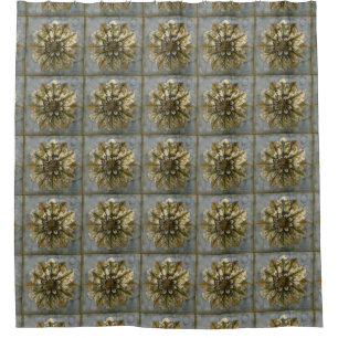 Decorative Demask Rosette on Grey Background Shower Curtain