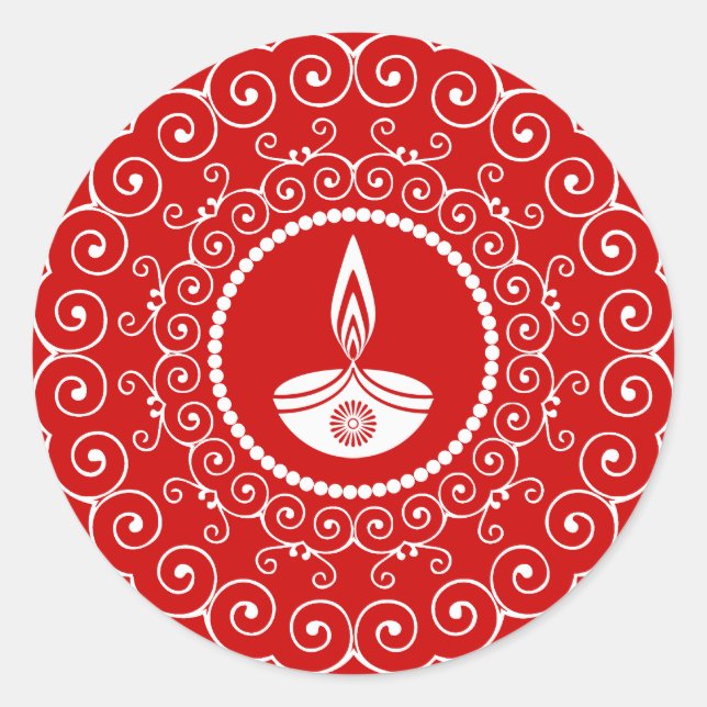 Decorative Diwali Design Classic Round Sticker (Front)