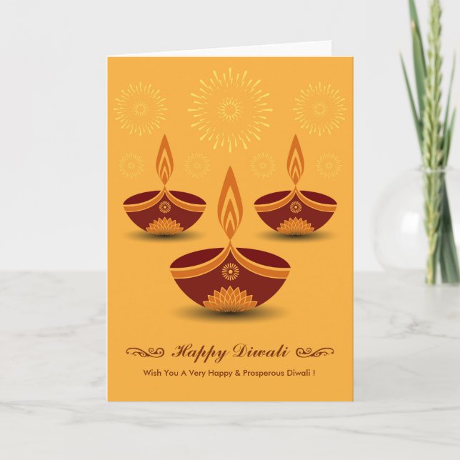 Decorative Diwali Lamps Card (Front)