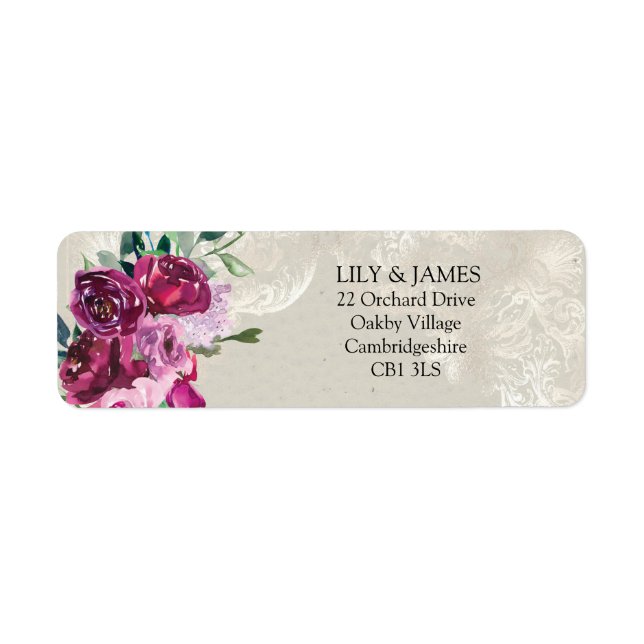 Decorative dove grey & wine &  pink roses wedding  (Front)