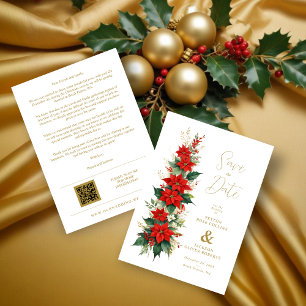 Decorative & Elaborate Fancy Poinsettias Christmas Save The Date