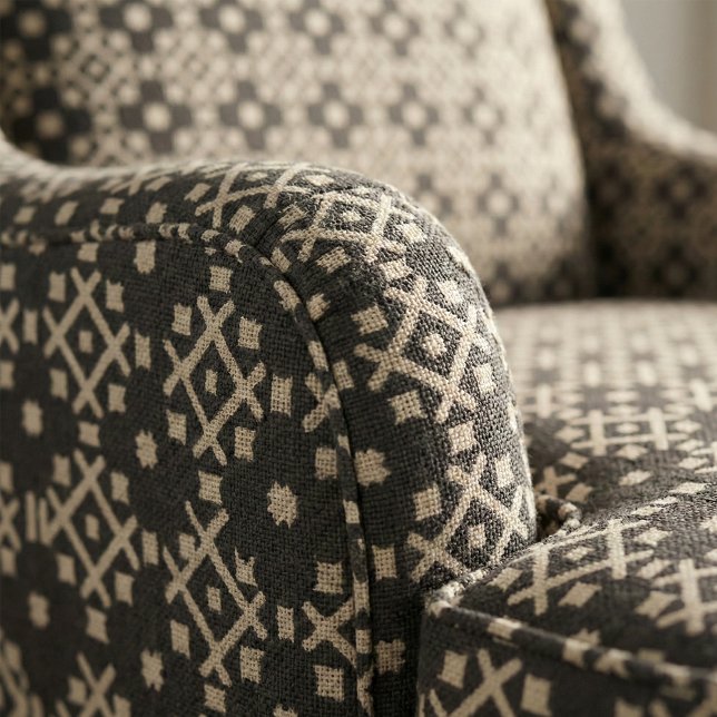 Decorative Elegant Black & Beige Geometric Pattern Fabric (Creator Uploaded)