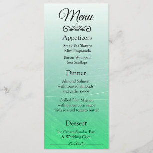 Decorative Elegant Black Green Wedding Menu Card