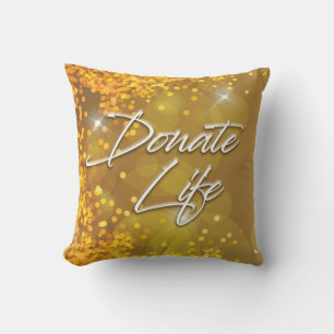 Decorative Elegant Gold Christmas Donate Life Cushion
