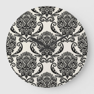 Decorative elements, freehand seamless drawing. large clock