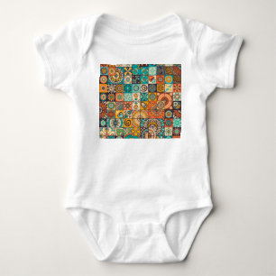 Decorative Elements: Vintage Hand-Drawn Pattern Baby Bodysuit