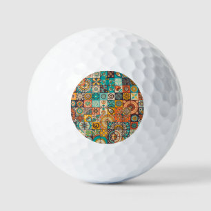 Decorative Elements: Vintage Hand-Drawn Pattern Golf Balls