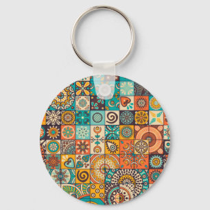 Decorative Elements: Vintage Hand-Drawn Pattern Key Ring