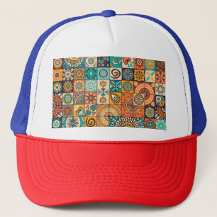 Decorative Elements: Vintage Hand-Drawn Pattern Trucker Hat