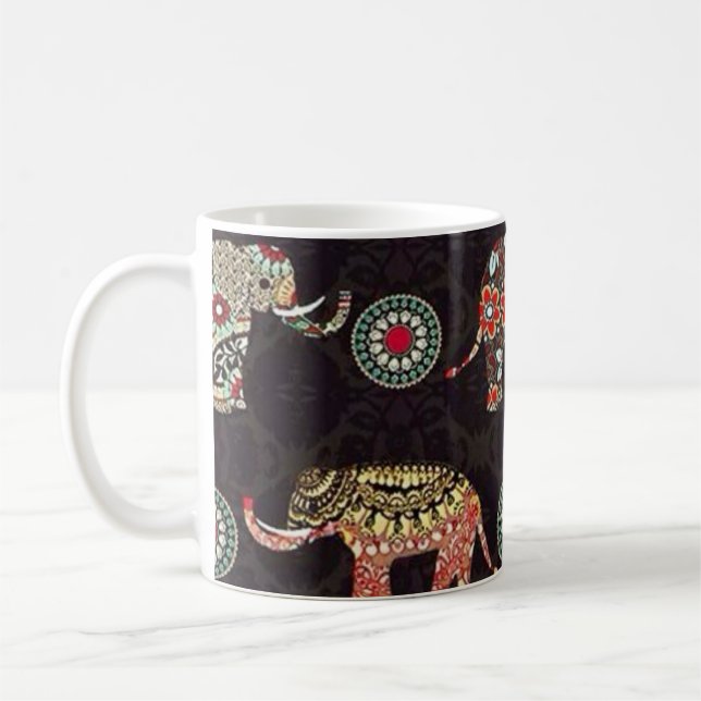 Decorative Elephant Pattern Mug (Left)