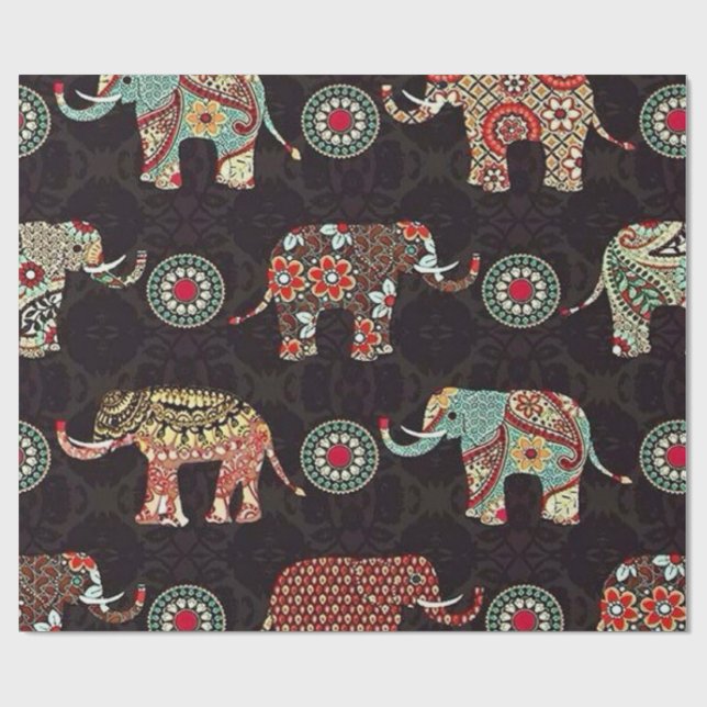 Decorative Elephant Pattern Wrapping Paper (Flat)