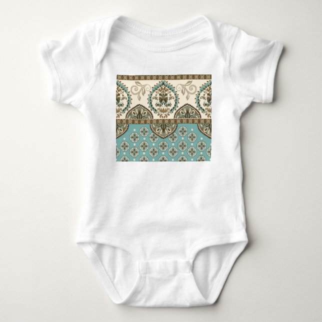 Decorative Ethnic Moroccan Style Border Baby Bodysuit (Front)