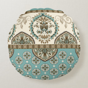 Decorative Ethnic Moroccan Style Border Round Cushion