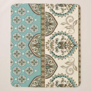 Decorative Ethnic Moroccan Style Border Sherpa Blanket