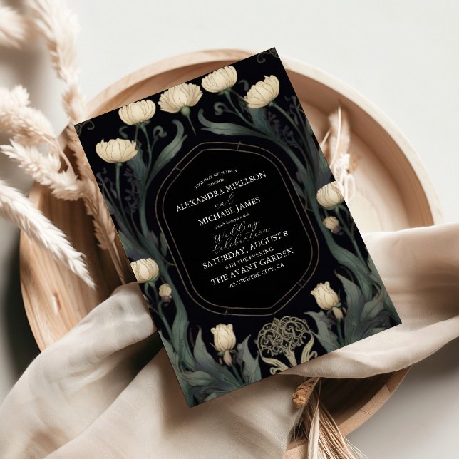 Decorative European Floral Art Nouveau Wedding Invitation (Creator Uploaded)