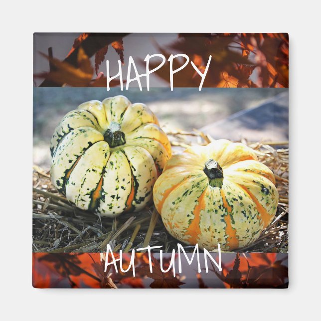 Decorative Fall Happy Autumn Refrigerator Magnet (Front)