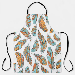 Decorative Feathers: Hand-Drawn Vintage Art Apron