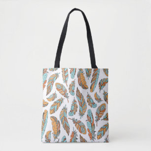 Decorative Feathers: Hand-Drawn Vintage Art Tote Bag