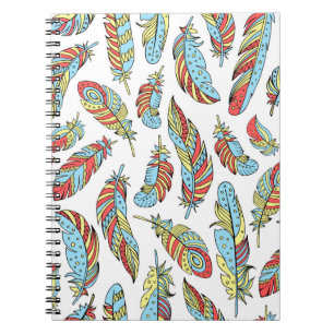 Decorative feathers seamless pattern. Hand drawn v Notebook