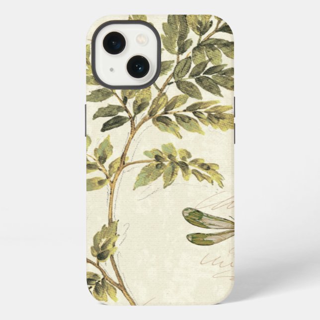 Decorative Ferns and a Dragonfly iPhone Case (Back)
