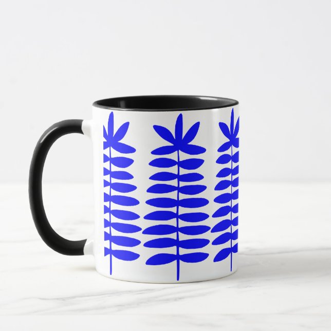 Decorative Ferns - Blue Mug (Left)